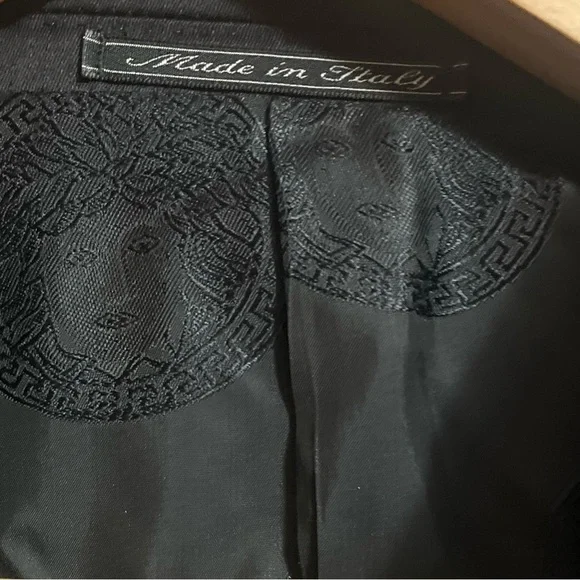 Versace Medusa Head Interior Lining Men's Black Blazer Sz 42R Sport Coat